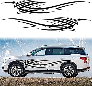 Tomall 2 pièces autocollants latéraux de carrosserie de voiture graphique de flamme de 94,4 pouces, conception de rayures de sport de course de flamme pour voiture, autocollants universels en vinyle auto-adhésifs pour camions suvs décoration de voitures tout-terrain. Diaytar : Vivez l'expérience du shopping malin