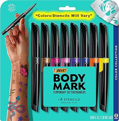 Stylos de tatouage temporaire bic pour tout le corps, ensemble de couleurs, pointe