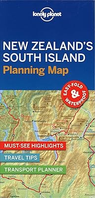 Carte de planification de l'île du sud de lonely planet en nouvelle-zélande