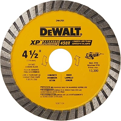 Lame diamantée dewalt coupe humide ou sèche bord continu 7 8" 4-1 2"