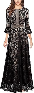 Robe longue formelle en dentelle miss my pour femme avec manches larges contrastées