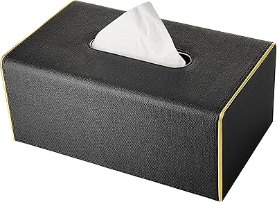 Housse de boîte à mouchoirs rectangulaire ofrank en cuir polyuréthane noir avec bord