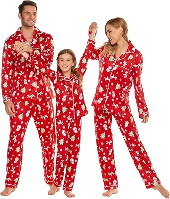 Pyjama assorti de noël pour hommes pour famille, ensemble pyjama avec bouton
