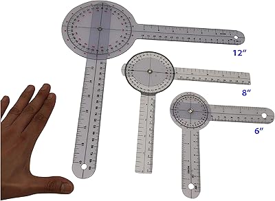L'ensemble de goniomètres de physiothérapie comprend des tailles de 12,8" et 6". également
