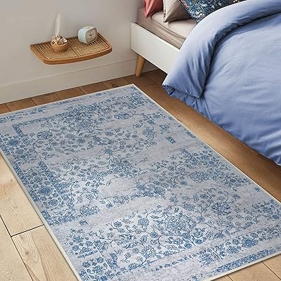 Tapis talita barley à motif floral persan traditionnel sans peluches et indéformable