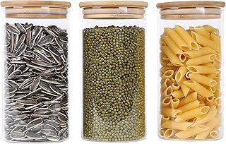 Bocaux de rangement en verre couvercles hermétiques en bambou bocaux en verre borosilicate ensemble de 3 (750 ml ou 25 oz) organisateurs de garde-manger de cuisine, résistants à l'humidité, idéaux pour stocker des articles secs, des pâtes, des légumineuses, etc.. De la mode à l'électronique, Diaytar Sénégal a tout ce qu'il vous faut
