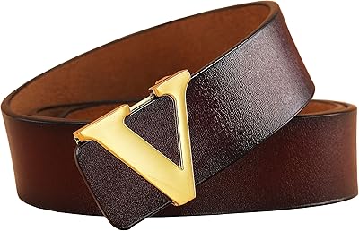 Ceinture classique en cuir de veau souple en forme de v or/argent