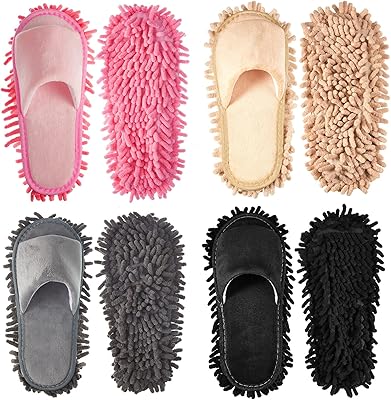4 paires de pantoufles de nettoyage en microfibre pour hommes et femmes, pantoufles