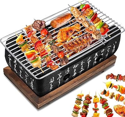 Gril portable de style japonais, gril hibachi en alliage d'aluminium, gril à charbon