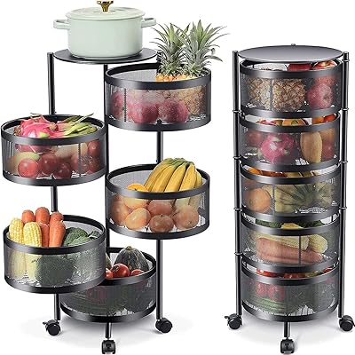 Étagère à légumes rotative étagère de rangement de cuisine panier fruits rond