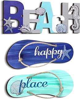 3 pièces panneau de plage avec coquillages d'océan et élément d'étoile de mer suspendu en bois décor nautique ornement mural de plage décor pour thème de côte décor de maison de plage décor de plage de plage. Profitez des meilleurs deals du Sénégal sur Diaytar