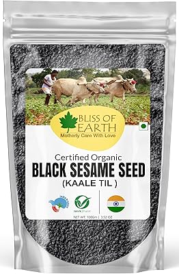 Bliss of earth 100 g de graines de sésame noires non décortiquées, kaale