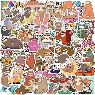 100 autocollants paresseux en forme d'animaux de dessin animé, autocollants imperméables en vinyle
