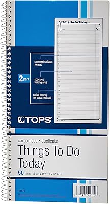 Agenda quotidien tops/choses à faire pour, ensemble de 2 pièces, non carbonifère, 5,5