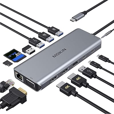 Station de charge usb c à double affichage hub usb-c 14 en 1