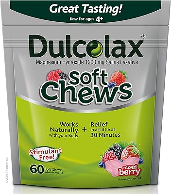 Laxatif aux baies salées dulcolax soft chews (60 pièces) pour soulager la constipation