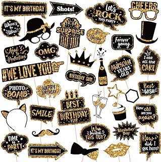 36 pièces accessoires de cabine photo d'anniversaire ensemble de fournitures de fête d'anniversaire