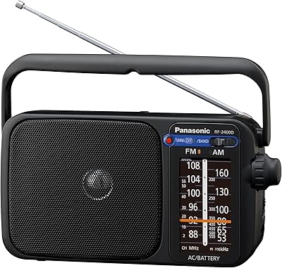 Radio am/fm portable panasonic 2400deb-k avec fonctionnement ac ou dc. noir