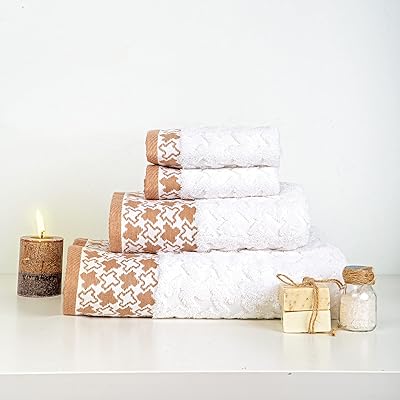 Ensemble de serviettes de bain de luxe doux 100 % coton (beige)