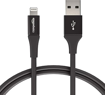 Câble usb a amazonbasics avec connecteur lightning, collection premium, chargeur iphone certifié apple