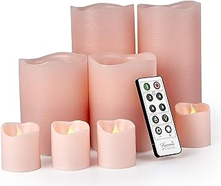 Bougies led sans flamme ferora lighting avec télécommande rose lot de 8 piliers