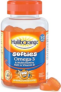 Vitamines oméga-3 haliborange pour enfants et softies multivitamines orange, paquet de 60