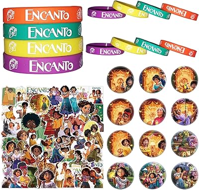 Encanto party supplies bracelets à thème magique, 74 pièces de cadeaux de fête comprenant 12 bracelets, 12 épingles et 50 autocollants encanto birthday party supplies. Achetez en toute sérénité sur Diaytar
