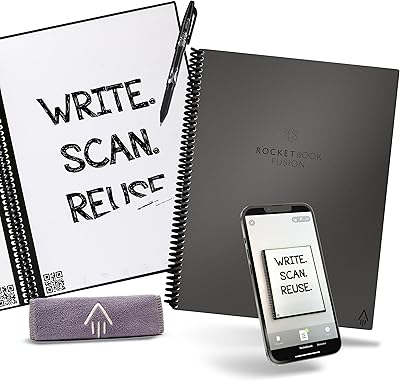 Cahier rocketbook intelligent réutilisable, format lettre fusion, gris foncé (8,5" x 11")