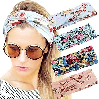 Lot de 4 faux bandeaux bohème pour femme avec motif croisé