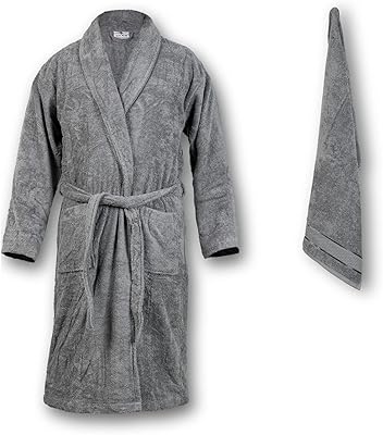 Peignoir et serviette de bain peignoir à col châle 100 % coton turc