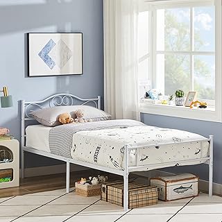 Cadre de lit double viselo en métal de 14 pouces avec tête
