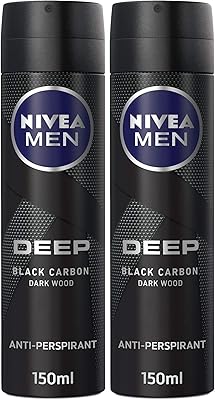 Nivea men spray anti-transpirant profond avec formule antibactérienne au charbon noir, parfum bois