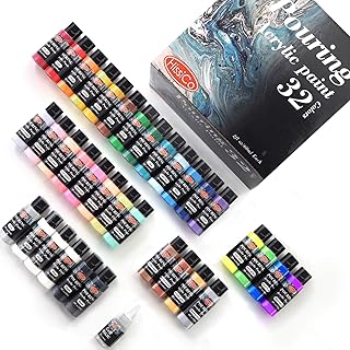 Ensemble de 36 bouteilles de peinture acrylique (2oz 60ml) 32 couleurs assorties fournitures