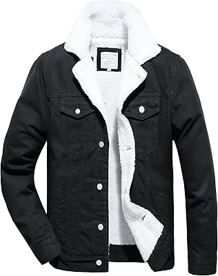Veste en jean doublée polaire pour hommes veste d'hiver en denim de coton