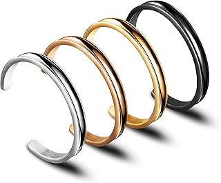 Bracelet à cheveux en acier inoxydable poli, manchette cannelée pour femmes et filles