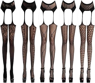Ensemble nuisette lingerie sexy avec bas élastiques, ensemble de nuit 2 pièces
