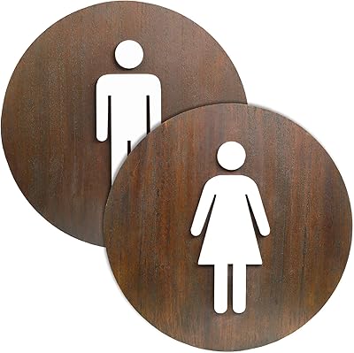 Paquet de 2 panneaux de toilettes en bois pour hommes et femmes