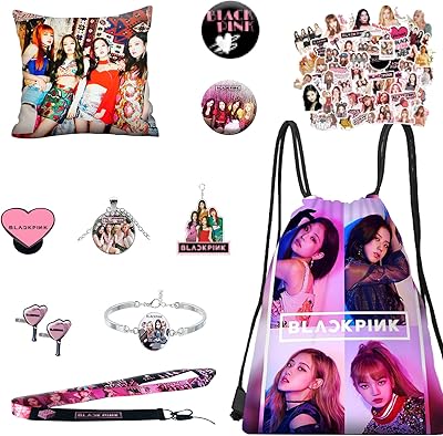 Coffret cadeau blackpink flash - autocollants pour sac à dos noir rose foncé
