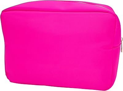 Trousse de maquillage de voyage en nylon velours côtelé phlox collective, rose vif