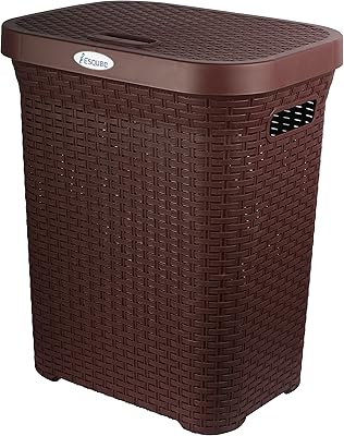 Panier à linge scoop avec couvercle, marron, capacité 50 litres