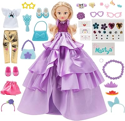 Comme nastya fancy princess surprise doll 8 pièces, multi