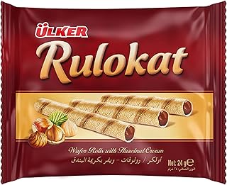Rouleaux de gaufrettes ulker roloc fourrés à une délicieuse crème de noisettes