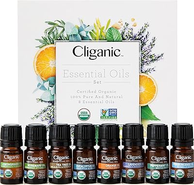 Coffret cadeau d'huiles essentielles d'aromathérapie biologique seleganic (top 8), 100 % pures