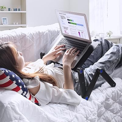 Support/table réglable pour ordinateur portable avec 2 ventilateurs de refroidissement cpu et tapis