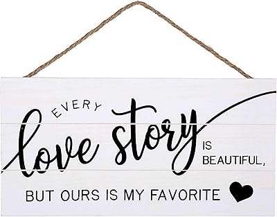Bannière suspendue en bois love story pour la décoration de la maison