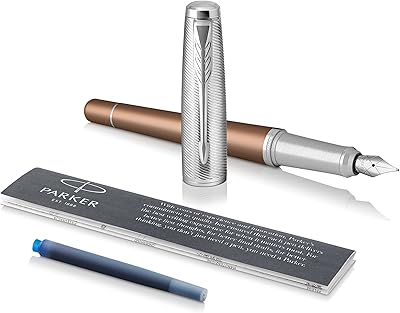 Stylo plume parker modern avec pointe pointue et recharge d'encre bleue rechargeable, pointe