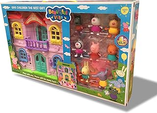 Un ensemble de magnifiques jouets de villa de peppa pig avec un cadeau
