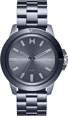 Montre mt pour homme avec cadran bleu aiguilles emblématiques plaquées en acier