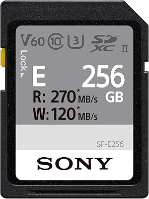 Carte mémoire sony classe e sdxc uhs-ii 256 go, v60, cl10, u3, max