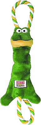 Jouet pour chien grenouille knotts kong trader avec corde, petit/moyen, vert